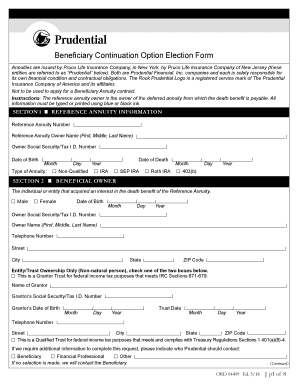 Beneficiary Continuation Option Election Form Prudential Financial