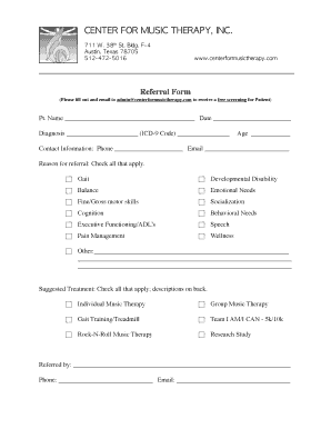 Music Therapy Referral Form