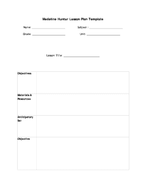 Madeline Hunter Lesson Plan Template Google DOC  Form