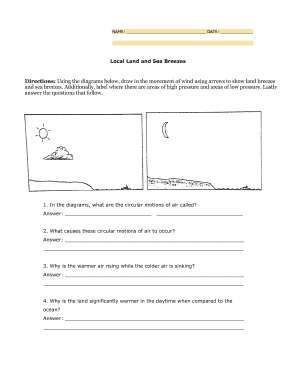 Local Land and Sea Breezes Worksheet Answers  Form