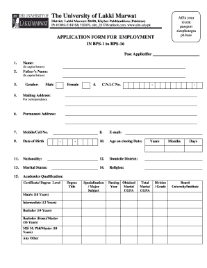 Lakki Marwat University  Form