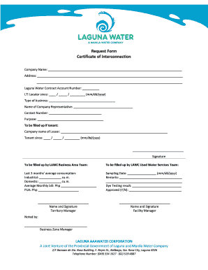 Certificate of Interconnection Sample  Form