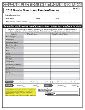  Builders Colour Selection Template 2018-2024