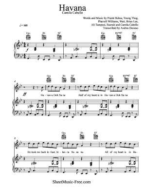 Havana Sheet Music PDF  Form