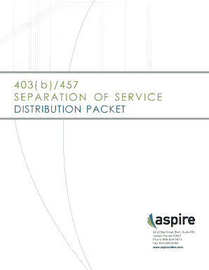  403 B 457 SEPARATION of SERVICE Aspire Financial Services 2017-2024