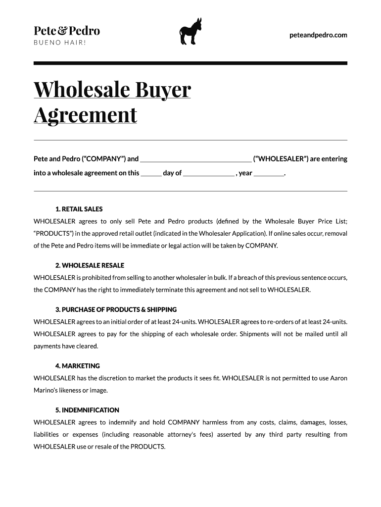Wholesale Buyer Agreement  Form