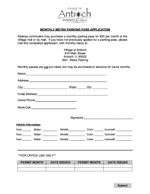 Application Letter for Railway Monthly Pass  Form