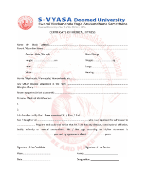 Medical Fitness Certificate  Form