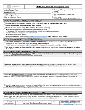 EHS Incident Investigation Blank Form