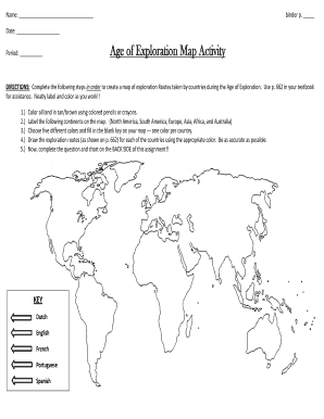 The Age of Exploration Map Activity Answer Key  Form