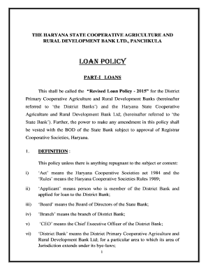 Loan Policy Sample  Form