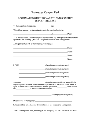Roommate Release Form Florida