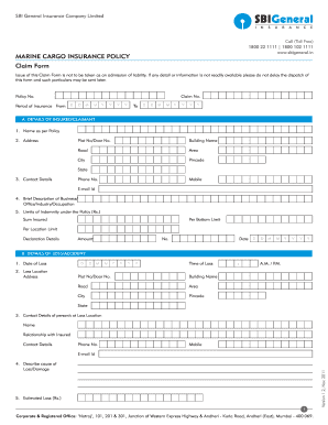 Sbi Marine Insurance  Form