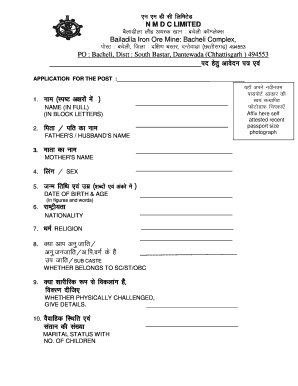 R&amp;P NMDC Ltd , Donimalai Iron Ore Mine, Donimalai Township  Form