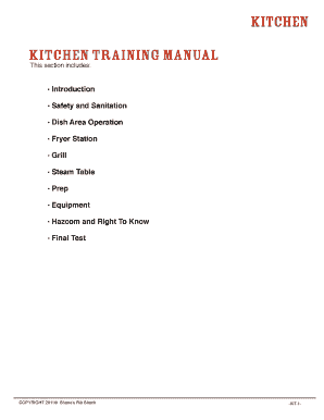 Kitchen Training Manual PPT  Form