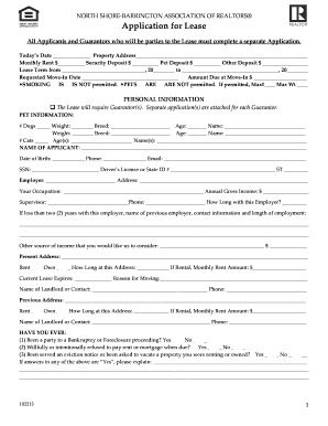 Application for Lease NSBAR  Form