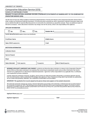 Request Official Academic Records  Form