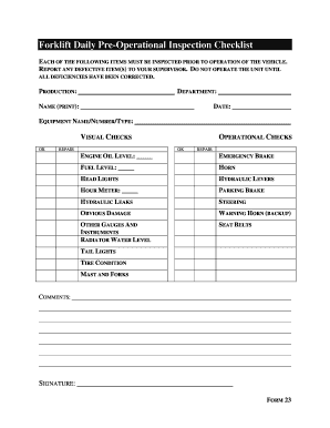 Forklift Inspection Form