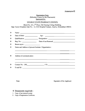 Refresher Course Registration Form