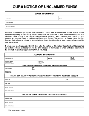  OUF 8 NOTICE of UNCLAIMED FUNDS 2005