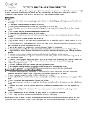 Patient Rights and Responsibilities Template  Form