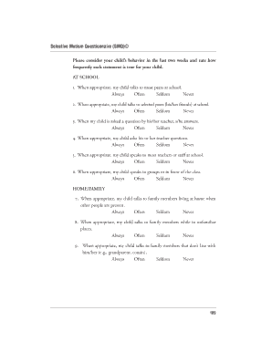 Selective Mutism Checklist PDF  Form