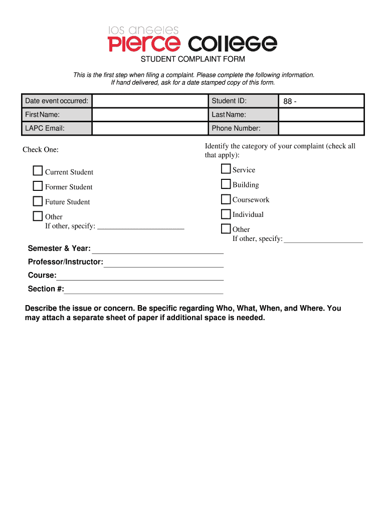 Pierce Complaint  Form