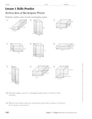 Surface Area of Rectangular Prisms  Form