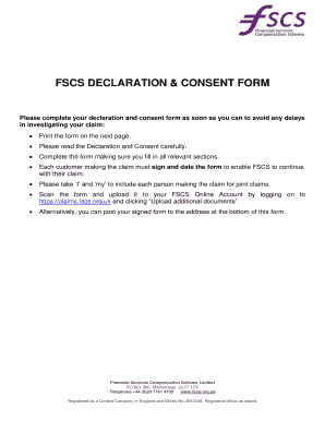 FSCS DECLARATION &amp; CONSENT FORM