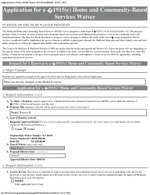 Application for 1915c HCBS Waiver KY 40146 R06 00 Oct 01,  Form