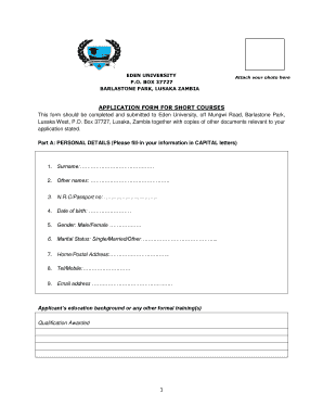 Eden University Application Form PDF Download