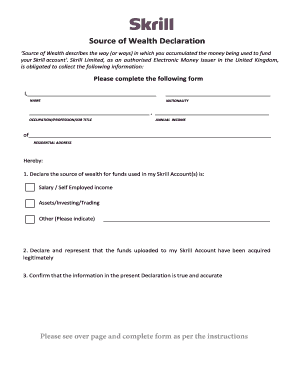 Source of Wealth Declaration  Form