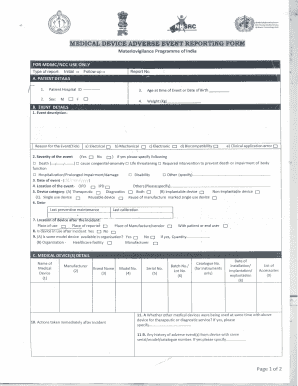 Adverse Event Report Form