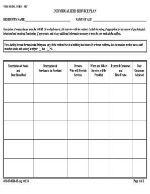  INDIVIDUALIZED SERVICE PLAN 2018-2024