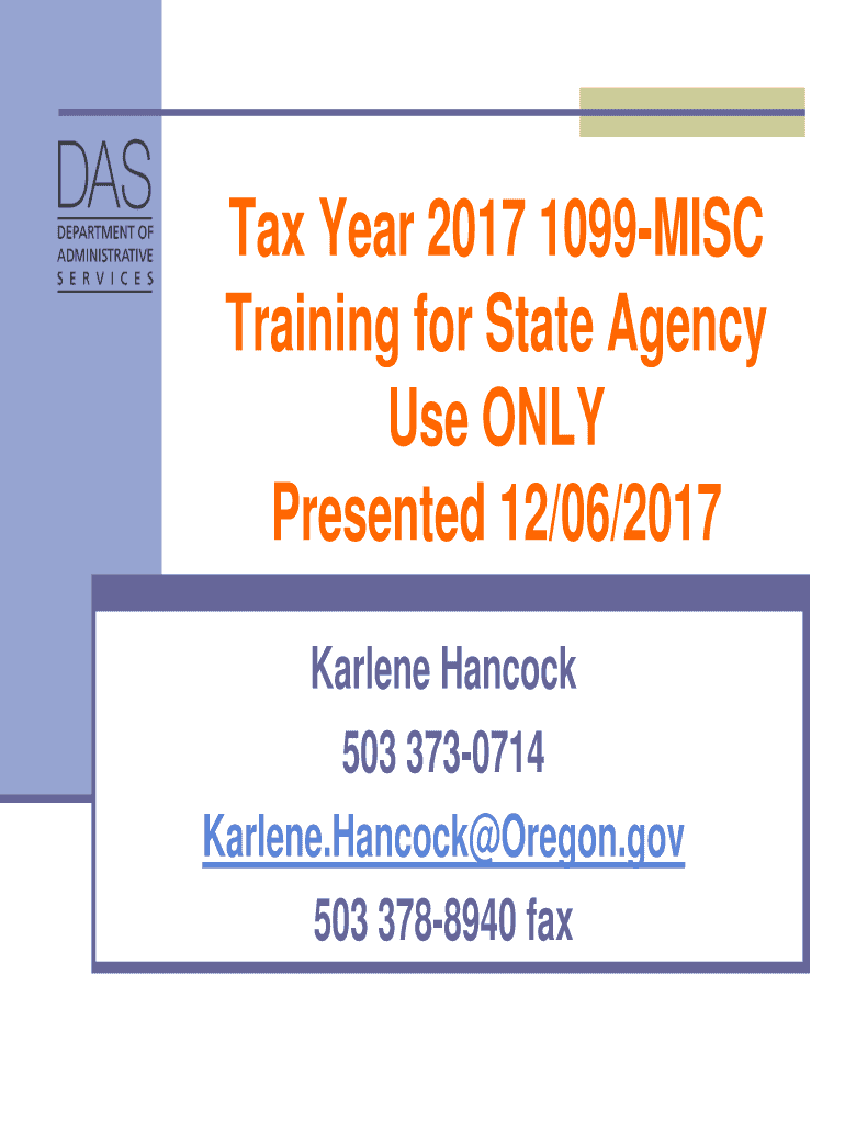  Tax Year 1099 MISC Training for State Agency    Oregon Gov 2017