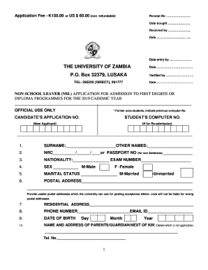 University of Zambia Exam Notice Format