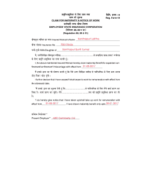 Esic Form 18 for Maternity Leave Download PDF