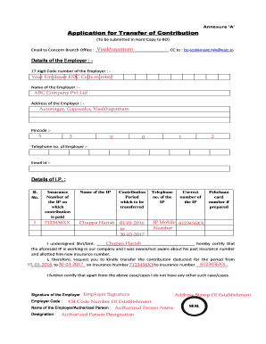 Esic Contribution Transfer Form