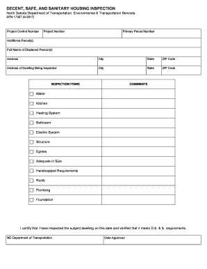  Decent, Safe, and Sanitary Housing Inspection  Dot ND Gov 2017-2024