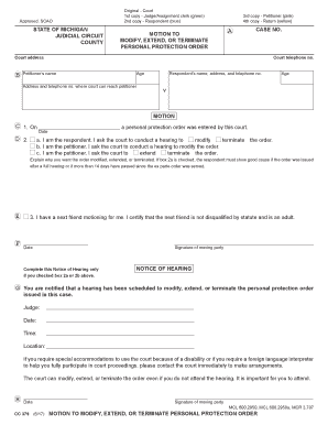  CC 379, Motion to Modify, Extend, or Terminate Personal Protection Order 2017-2024