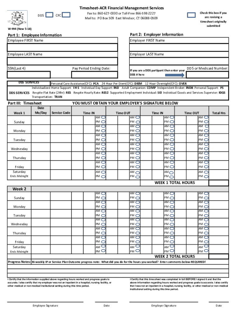  Timesheet ACR Financial Management Services Part 1 Employee 2018-2024