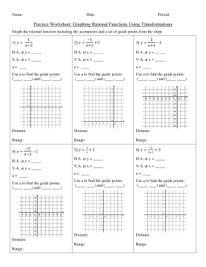 Practice Worksheet Graphing Rational Functions Using Transformations Answer Key