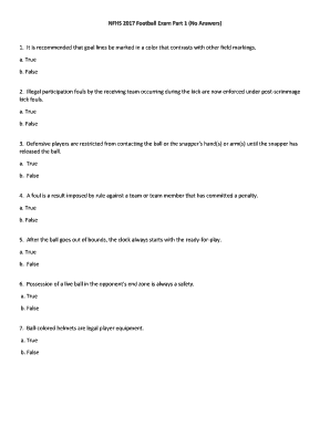 Nfhs Football Exam Part 1 Answers  Form