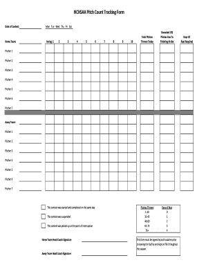 Pitch Count Tracking Sheet  Form