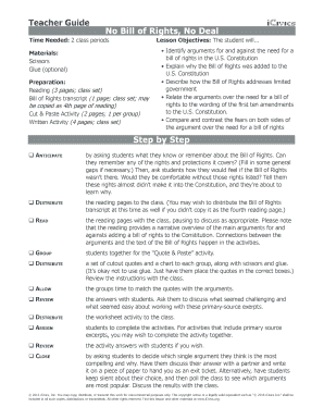 No Bill of Rights No Deal Answer Key  Form