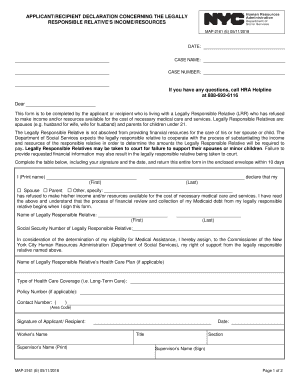 APPLICANTRECIPIENT DECLARATION CONCERNING the LEGALLY  Form