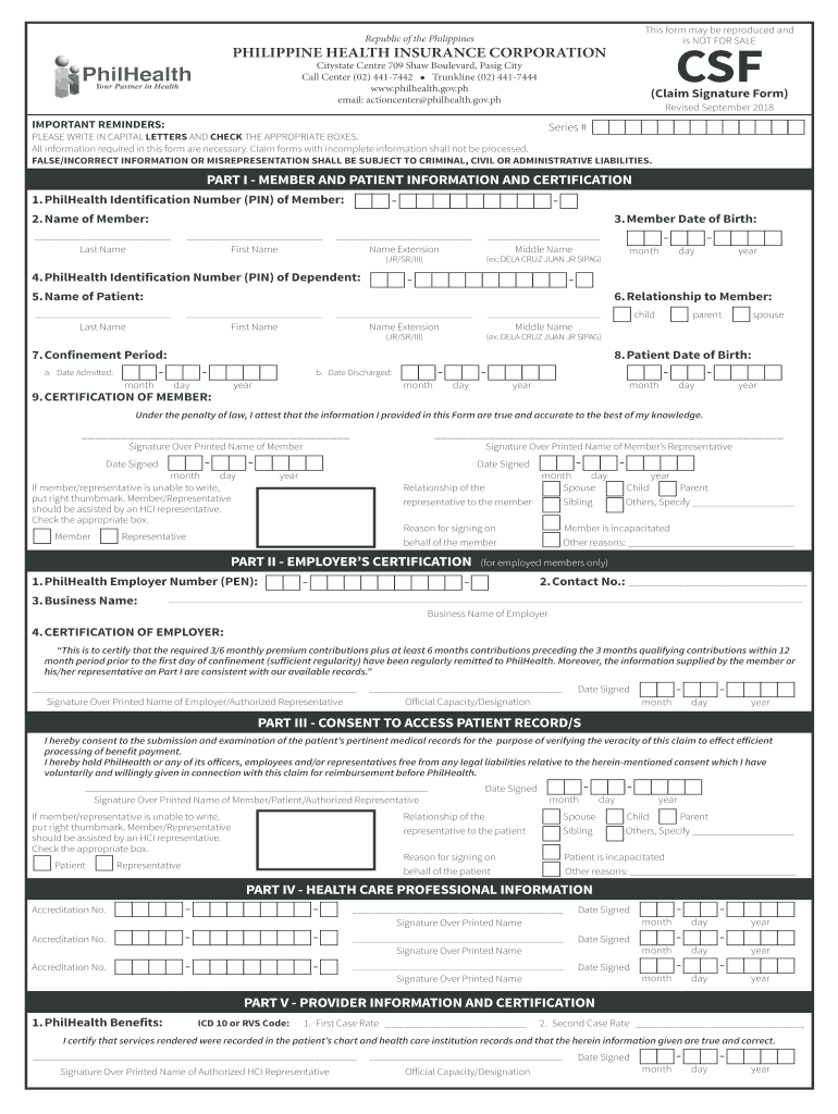 Philhealth Csf Form Fill Out and Sign Printable PDF Template