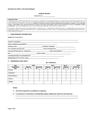  Otc Annual Report Form 2018