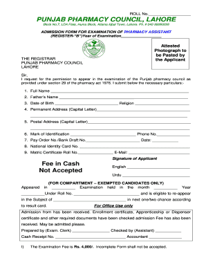 Pharmacy Council  Form