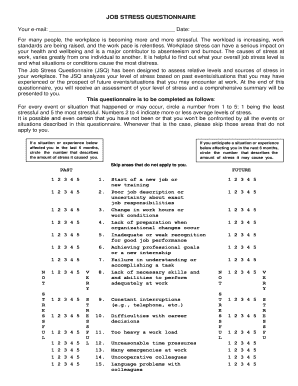 Job Stress Questionnaire PDF  Form